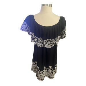 Fever Black white embroidered Top